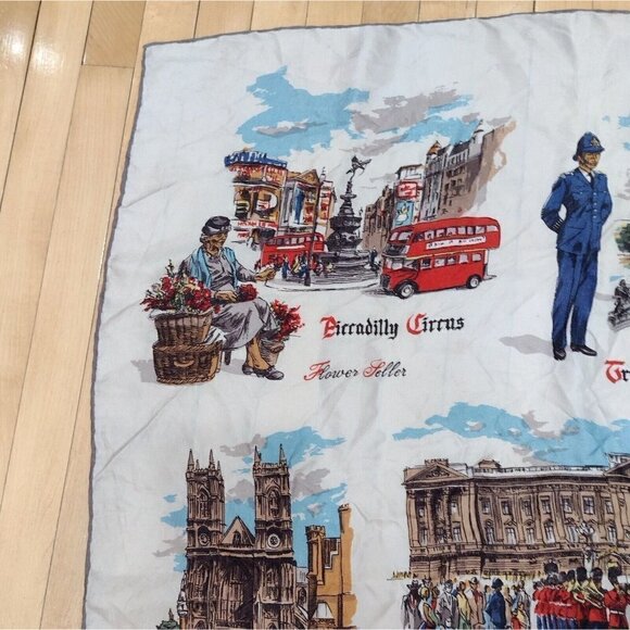 Vintage London Arms Of The City Scarf Buckingham Palace Parliament Big Ben - Picture 5 of 10